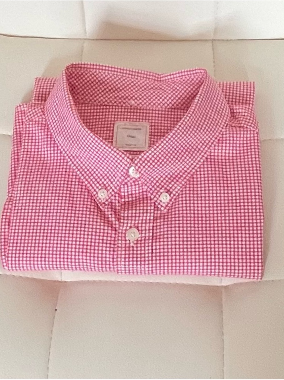 GAP Men's Button-Down Gingham Shirt red and white Short sleeve L